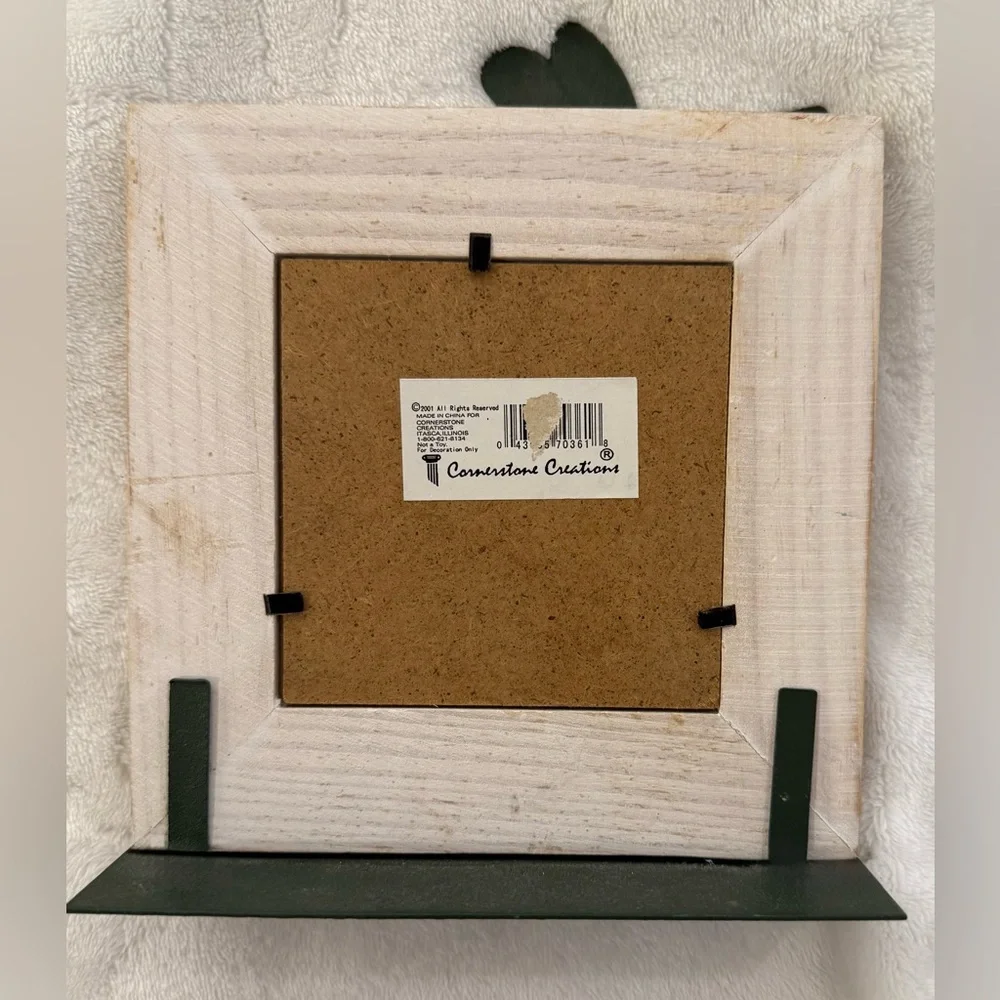 Vintage Photo Frame Dragonfly 2001 Wooden With Green Metal Accents 6